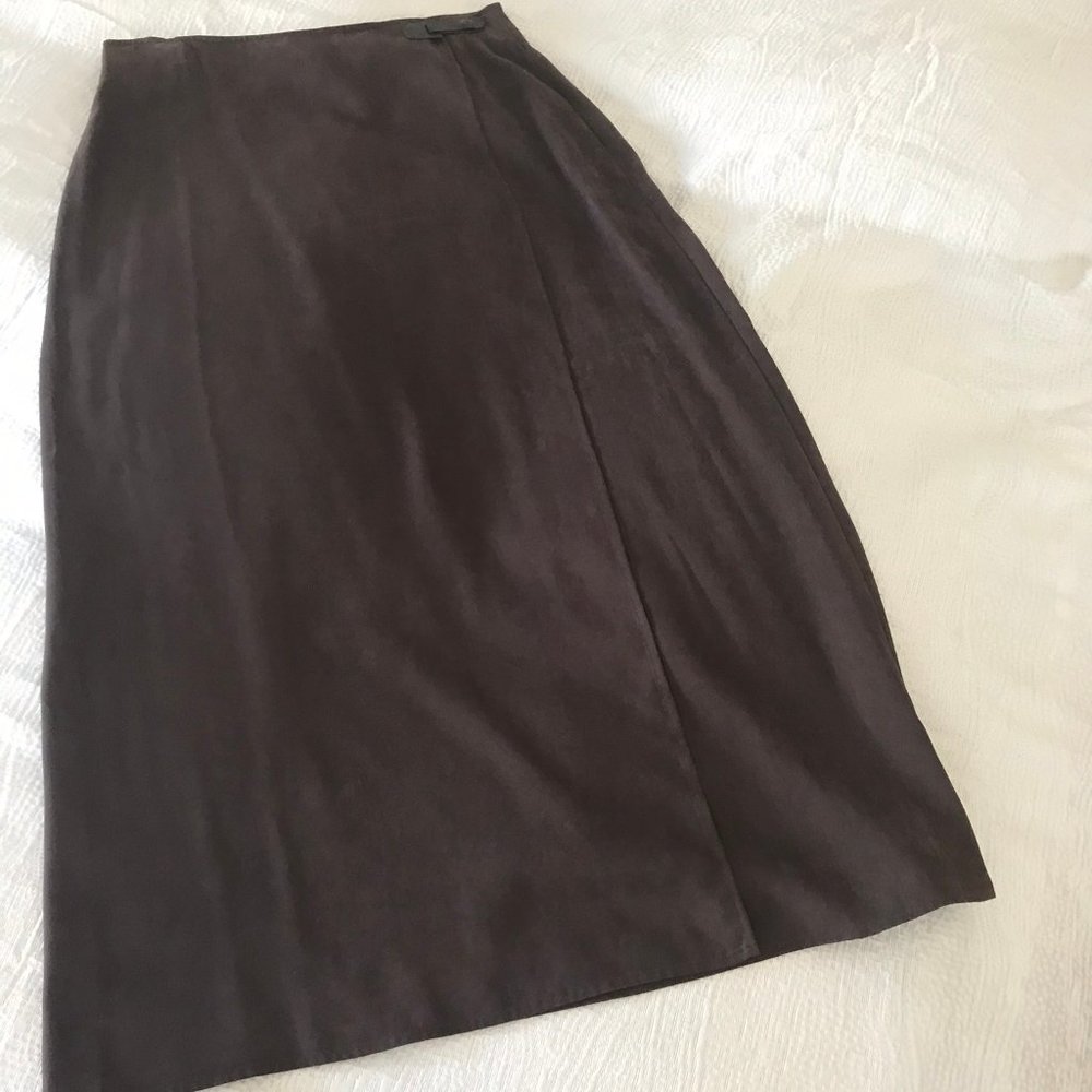 Doncaster Long Brown Wrap Skirt - Size 10